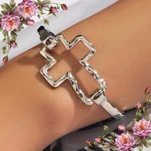 Geometric Cross‎ Shaped Open Cuff Bracelet